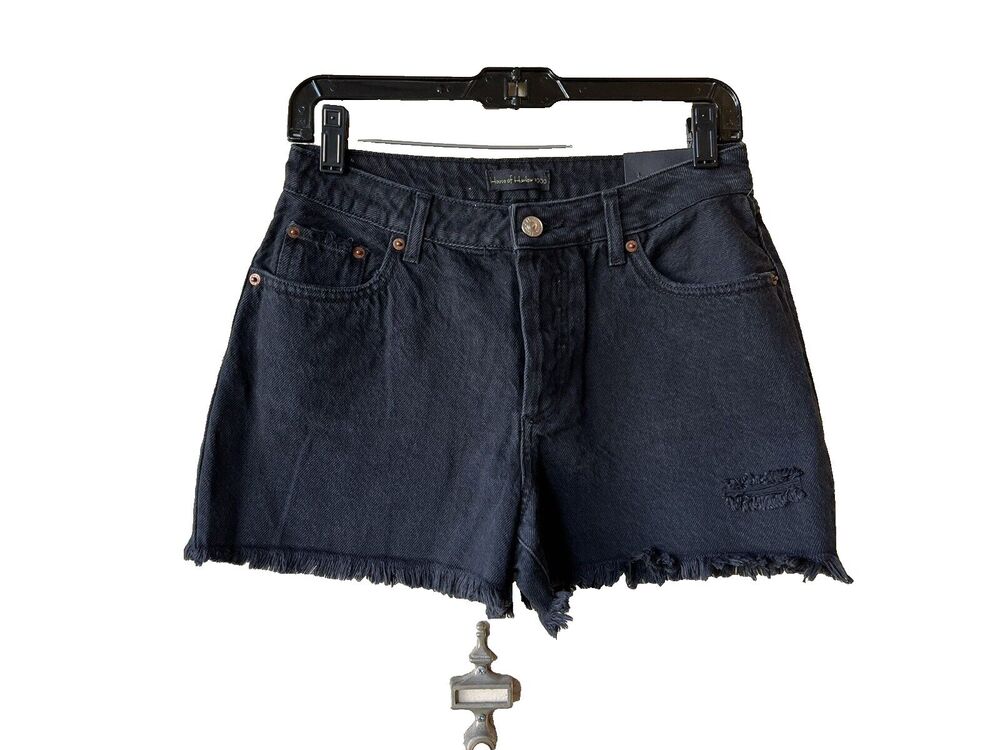 House of Harlow 1960 womens Black Button Fly Denim Cut Off Jean Shorts size 26